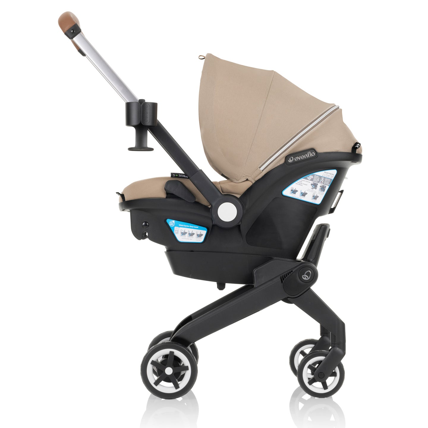 Evenflo - Shyft DualRide Infant Car Seat Stroller Combo w Carryall Storage & Extended Canopy - Topaz